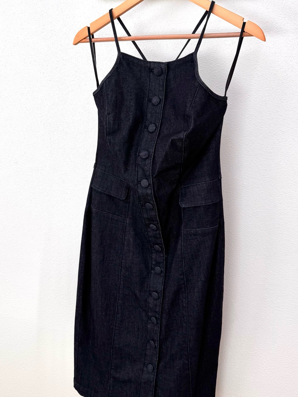 White House Black Market Sleeveless Stretch Denim Button-Front Dress